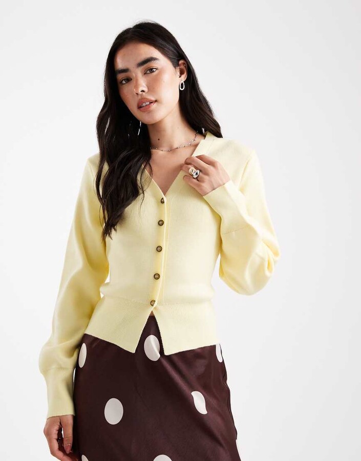 ASOS DESIGN structured belted cardigan with shoulder pads in