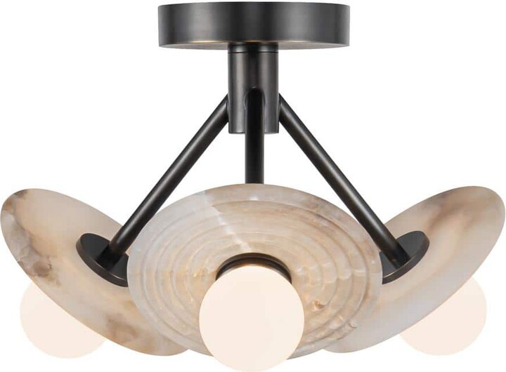 Alora Dahlia 13 in. 1-Light 11-Watt Urban Bronze/Alabaster Integrated LED Semi-Flush Mount