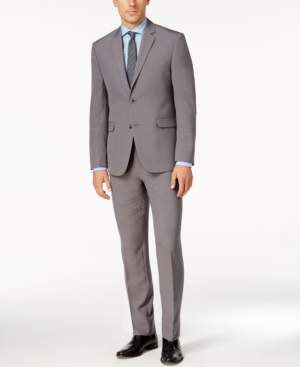 Perry Ellis Portfolio Men's Slim-Fit Gray Sharkskin Suit