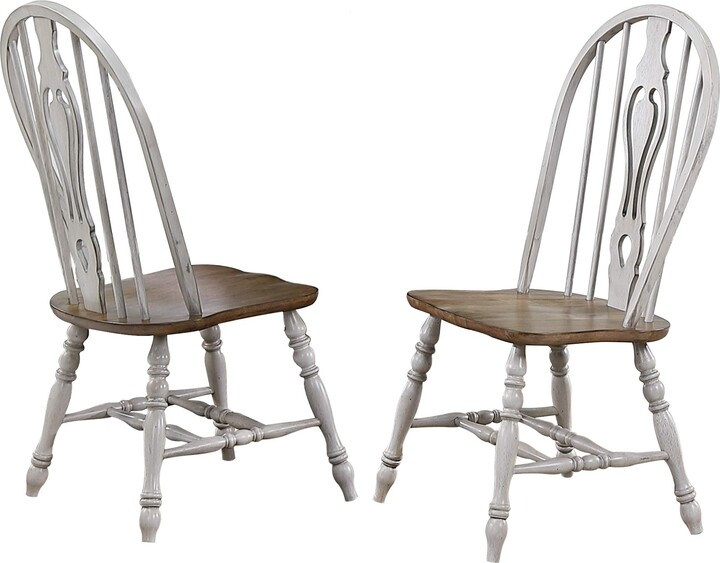 Sunset Trading Country Grove Keyhole Dining Chair | Distressed Gray and Brown Wood | Set of 2
