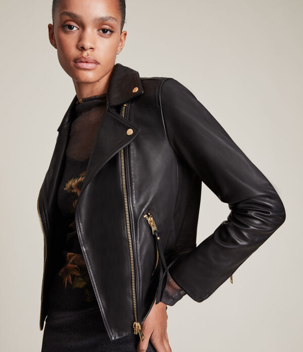 leather jacket black hardware