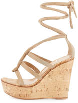 Thumbnail for your product : Gianvito Rossi Suede Ankle-Wrap Wedge Sandal