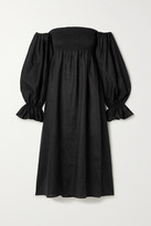 Thumbnail for your product : Sleeper Atlanta Off-the-shoulder Shirred Linen Midi Dress