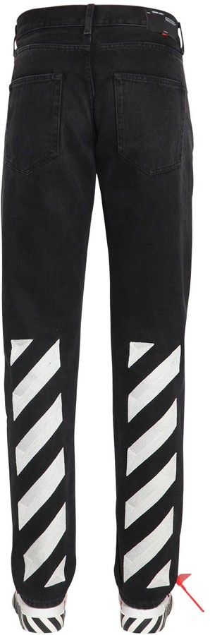 off white diagonal jeans