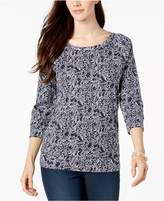 Thumbnail for your product : Karen Scott Printed 3/4-Sleeve Sweatshirt, Created for Macy's