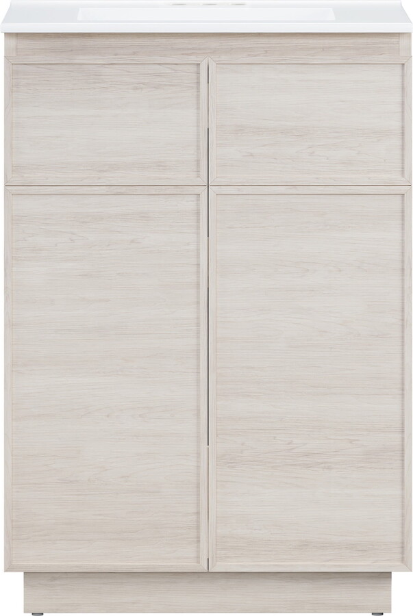 St. Tropez 24" Freestanding Bathroom Vanity in White Oak with 3-Hole Centerset Sink Top