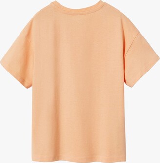 MANGO Kids' Parrot Textured T-Shirt, Pastel Orange