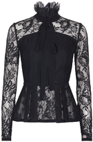 Thumbnail for your product : Elie Saab Pussy-bow Lace Peplum Top