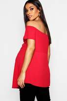 Thumbnail for your product : boohoo Maternity Off The Shoulder Ruched Front Top