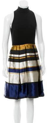 Theia Striped Knee-Length Dress