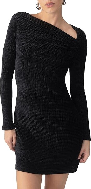 Sanctuary Velvet Asymmetrical Dress Women's Dress Black : XS (US 2), Polyester/Spandex/Velvet