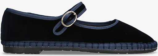 Flabelus Womens Blue Molly Single-Strap Cotton Mary Jane Flats Eur 41 / 8 Uk Women