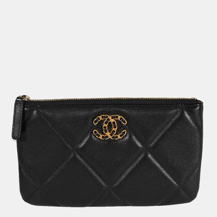 Chanel 19 O Case Clutch Quilted Goatskin Large at 1stDibs