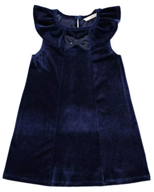 George Navy Bow Trim Velvet Dress