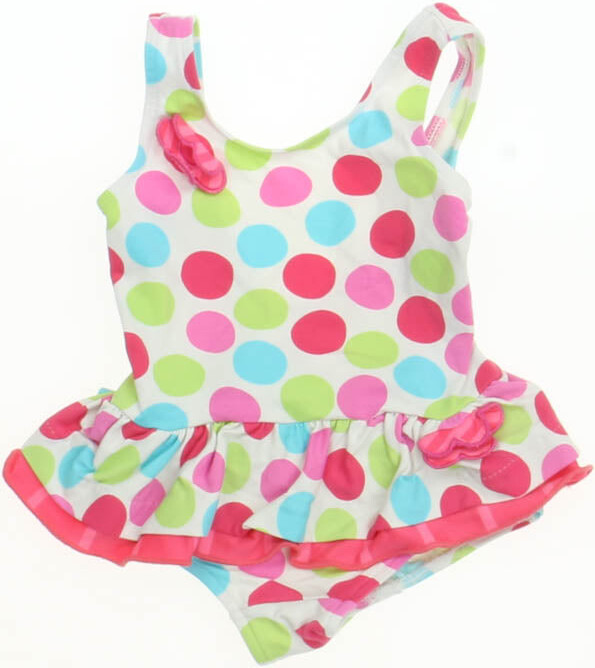 Florence Eiseman Girls White Polka Dot 1-piece Swimsuit