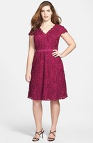 Thumbnail for your product : Adrianna Papell Cap Sleeve Lace Fit & Flare Dress (Plus Size)