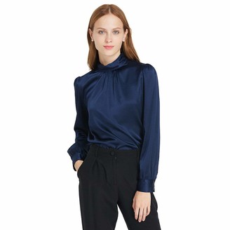 Navy Blue Silk Shirt Women | Shop the world’s largest collection of ...