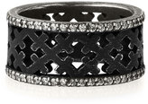 Thumbnail for your product : Katie Design Jewelry Ebonized Silver Crosses Band Ring with Diamonds