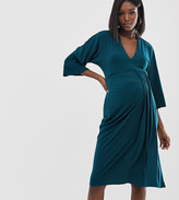 Thumbnail for your product : ASOS DESIGN Maternity Exclusive midi dress with drape waist detail