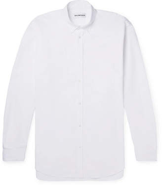 Balenciaga Oversized Button-Down Collar Embroidered Cotton-Poplin Shirt - Men - White