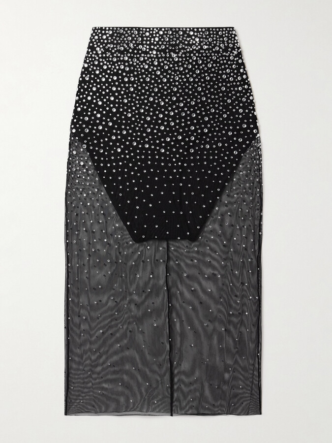 Alex Perry Crystal-embellished Tulle Skirt - Black