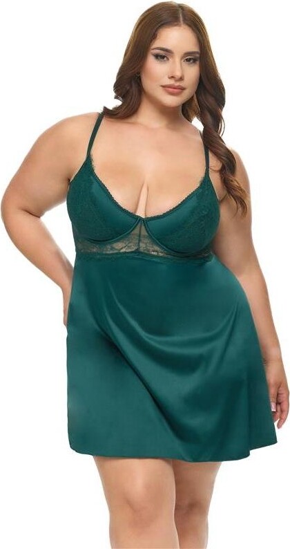 Oh La La Cheri Plus Size Dawn Satin Babydoll