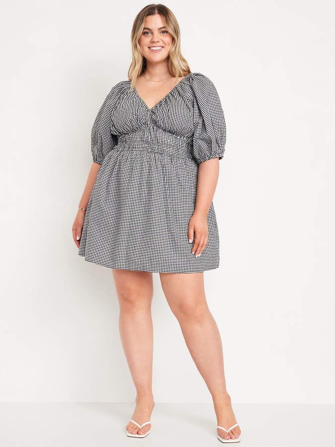 Waist-Defined Mini Gingham Dress