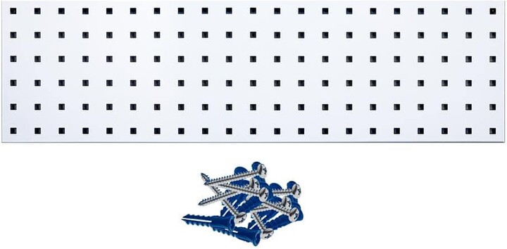 Triton Products (1) 31.5 in. W x 9 in. H White Epoxy, 18-Gauge Steel Square Hole Pegboard Strip