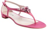 Thumbnail for your product : Miu Miu Fuchsia Nylon Thong Strap Jewel Studded Sandals