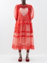 Thumbnail for your product : Simone Rocha Beaded Heart-insert Silk-organza Midi Dress