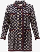 Thumbnail for your product : Gucci GG-jacquard Tweed Single-breasted Coat - Navy Multi