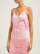 Thumbnail for your product : Norma Kamali Tiered-fringe Stretch-jersey Crop Top - Pink