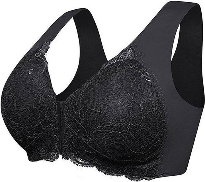 BIBILILI Front Closure Lace Bras For Women Posture Smooth Back Wirfree ...