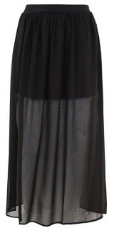 New Look Teens Black Chiffon Split Side Maxi Skirt