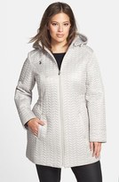 Thumbnail for your product : Laundry by Shelli Segal Packable Hooded Metallic Puffer Coat (Plus Size)