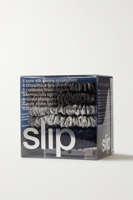 Slip Set Of Six Small Silk Hair Ties - Blue