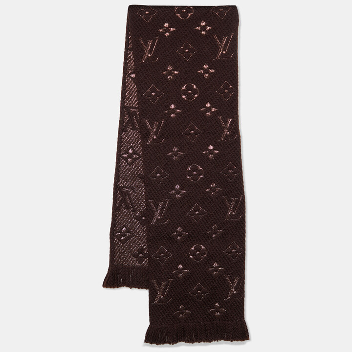 Louis Vuitton Brown Wool & Silk Logomania Shine Scarf - ShopStyle Scarves &  Wraps