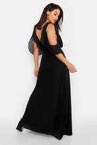 Thumbnail for your product : boohoo Chiffon Frill Cold Shoulder Wrap Maxi Dress