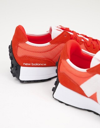 New Balance 327 trainers in red and white