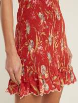 Thumbnail for your product : Zimmermann Corsair Iris Shirred Linen And Cotton Blend Dress - Womens - Red Multi