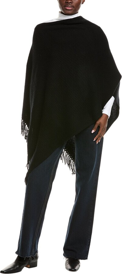 Hannah Rose Shaker Stitch Fringe Wool & Cashmere-Blend Topper