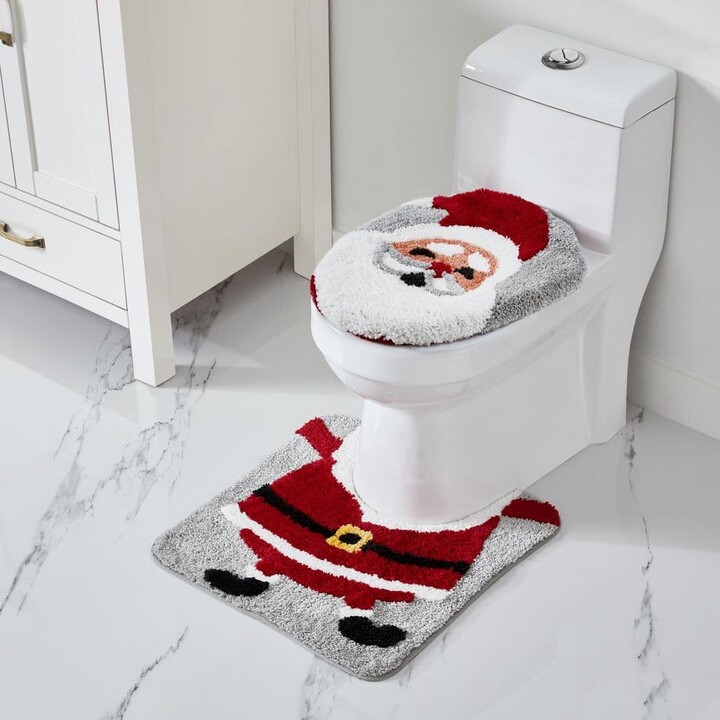 VCNY Home Santa Multi-Colored Tufted Square 2 Piece Rug Set Contour and Toilet Seat Cover