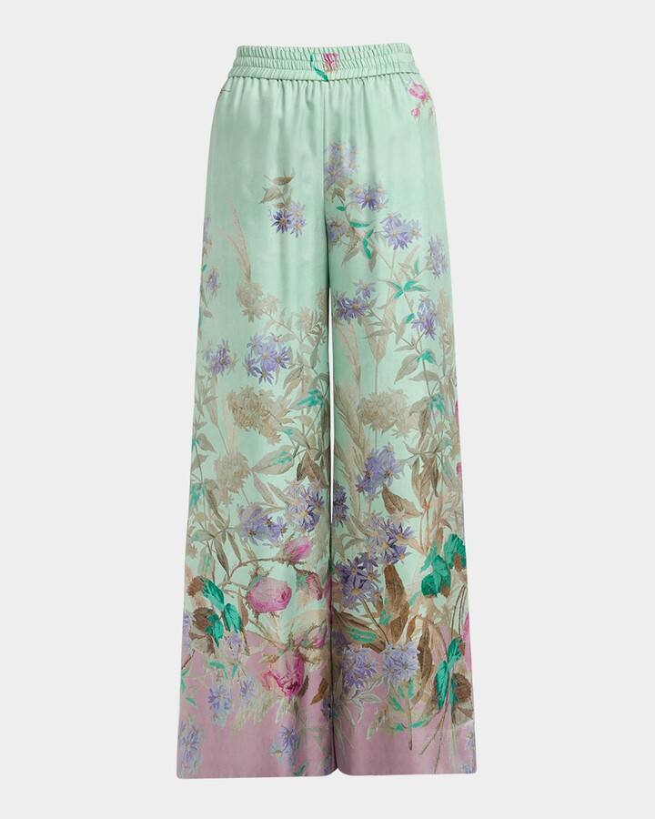 La DoubleJ Degrade Floral Wide-Leg Palazzo Pants