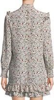 Thumbnail for your product : Frame Smocked Floral High-Neck Shift Dress