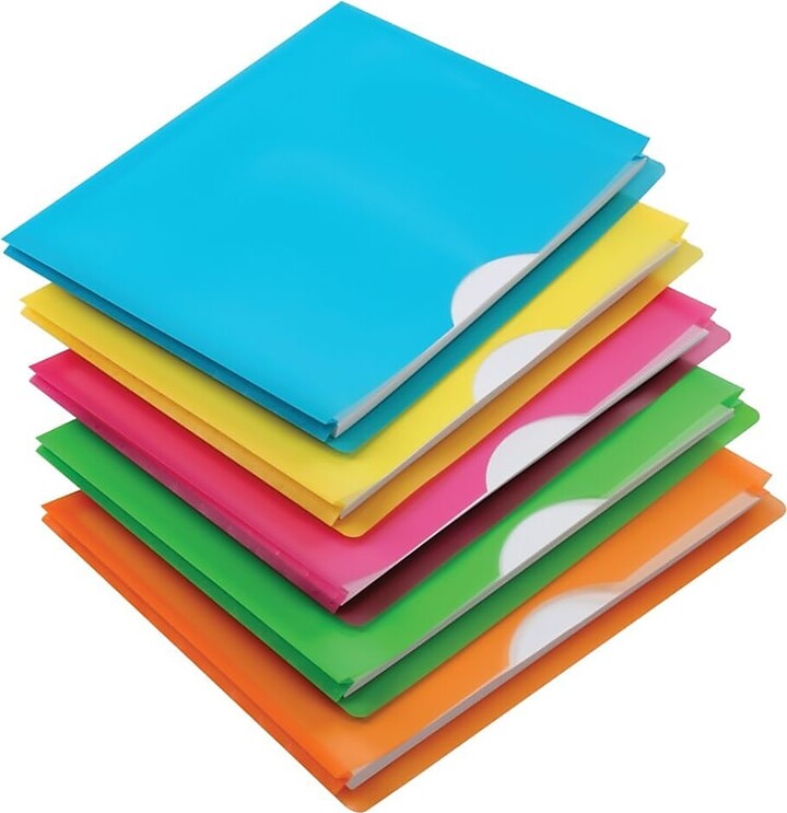 Pendaflex® Glow Plastic File Jacket, 1" Expansion, Letter Size, Assorted, 5/Pack (50992)
