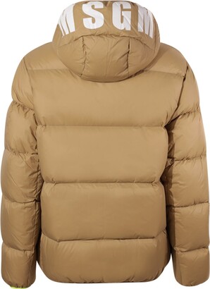 MSGM Down Jacket With Maxi Logo On The Hood