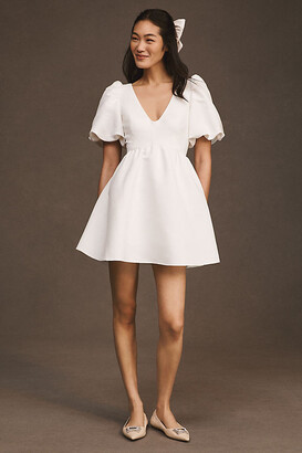 White Deep V Mini Dress