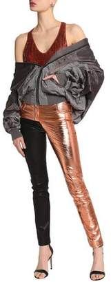Haider Ackermann Paneled Metallic And Matte-Leather Skinny Pants