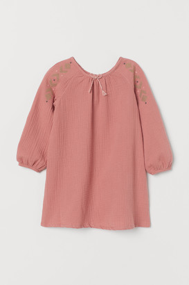 H&M Cotton Dress with Embroidery