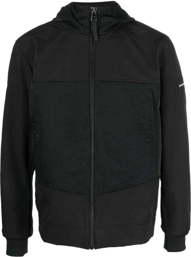 Calvin Klein Logo Patch Crinkle Hooded Jacket